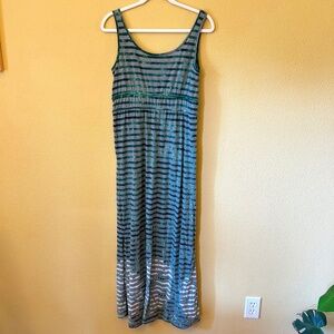Prana Sleeveless‎ Maxi Dress Green/Gray Women's Size Small